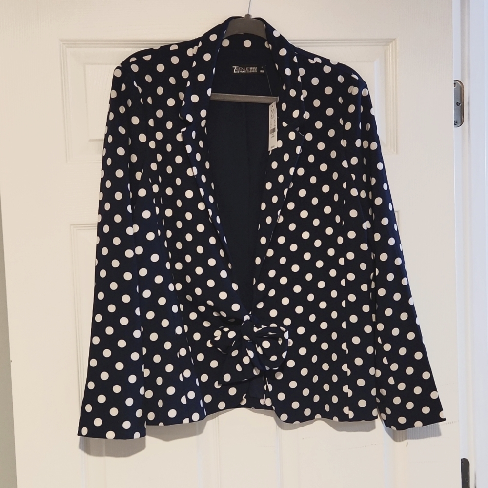 NWT Navy Blue Polka Dot Blazer